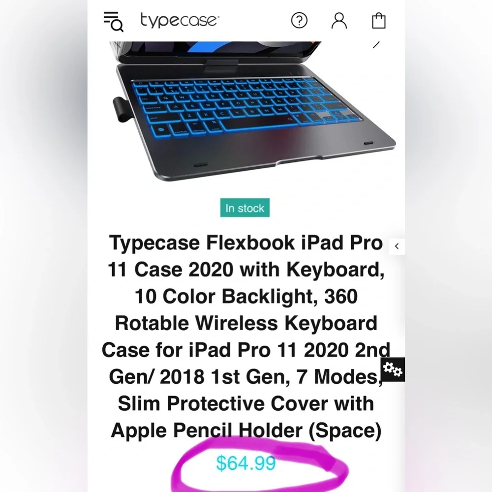 Typecase Flexbook Touch iPad Pro 11 Case w/ Keyboard, 360 Rotable Wireless | NEW